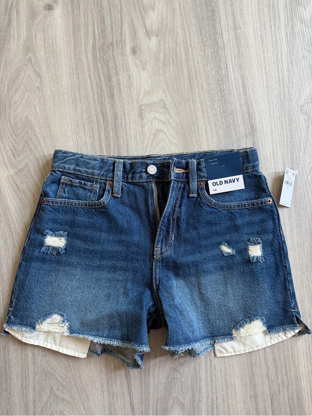 Old Navy Dark Blue Distressed Denim Cutoff Shorts